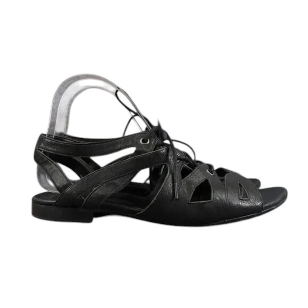 Vaneli Shoes Womens 9 Sandal Gladiator Leather Lace Up Flats Fashion Black Boho - Picture 2 of 15